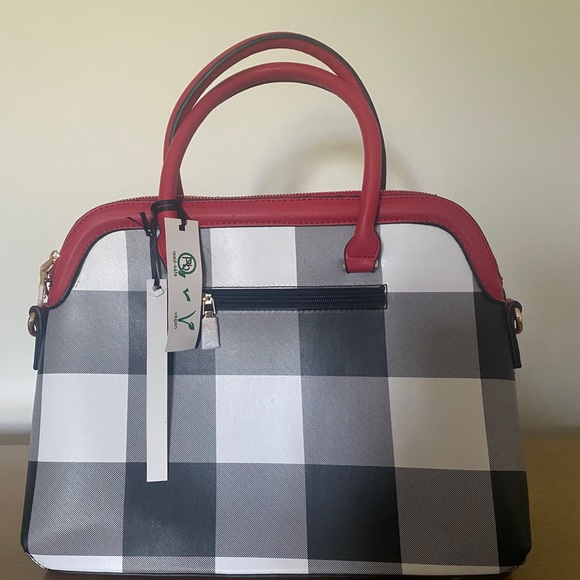 Black & White Plaid Handbag - Picture 3 of 4